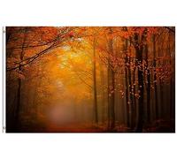 Bandiera Colorful Leaves Falling From Tree Branches Misty Autumn Landscape Bandiera Della Brezza Decorazione Striscione All'Aperto, Per Feste Estive, Balcone, Feste Strada, 90x150cm