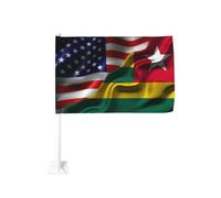 Bandiera combinata America vs Togo, clip per finestra per auto, protezione solare, decorazione, striscione bifacciale da 12 x 18 pollici per camion
