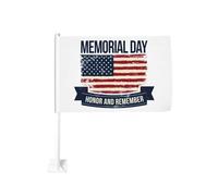 Bandiera commemorativa per il Giorno della Memoria, Onora e Ricorda l'America, Clip per Finestra per Auto, Protezione Solare, Decorazione, 12x18 Pollici, Striscione Bifacciale per Camion