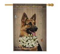 Bandiera commemorativa per la casa del cane, commemorativa della natura con giglio e farfalla, marrone su entrambi i lati, in iuta, decorativa, per esterni, cortile, prato, patio, porta d'ingresso, 71