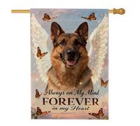 Bandiera commemorativa per la casa del cane, con ali fantasiose e farfalle, nessuna marrone, double face, in iuta, per portico, esterno, patio, cortile, prato, ingresso, balcone, 71 x 101 cm