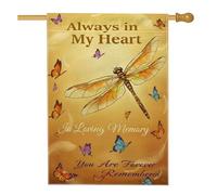 Bandiera commemorativa per la casa della libellula, commemorativa della natura della farfalla piuma commemorativa in iuta dorata su entrambi i lati, bandiere decorative per portico anteriore, per