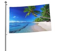Bandiera con albero di cocco blu del mare, stampa su entrambi i lati, bandiera da giardino per esterni, bandiere per vacanze, banner regalo con occhielli sfondo fotografico per interni ed esterni