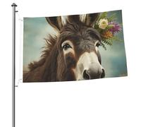 Bandiera con animali asini, 2 x 3 m, bandiera da giardino su entrambi i lati, resistente allo sbiadimento, bandiera per esterni, divertente bandiera per vacanze con occhielli in metallo per prato