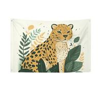 Bandiera con animali sulle foglie, 61 x 88,9 cm, non sbiadisce, bandiera di benvenuto, giardino, cortile, casa, bandiera, decorazione per interni ed esterni, decorazione per la casa