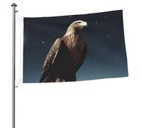 Bandiera con aquila sotto le stelle, 0,8 x 0,9 m, stampa su entrambi i lati, bandiere da giardino, bandiera da cortile per esterni, bandiere per vacanze, striscione regalo con occhielli, sfondo