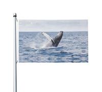 Bandiera con balena sopra l'acqua di mare stampata da 9 x 1,5 m, decorazione per feste con occhielli, adatta per uso interno ed esterno
