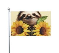 Bandiera con bradipo girasole 3 x 5 Ft Bandiera per esterni Bandiera da giardino per vacanze Bandiera da giardino di benvenuto Banner per casa giardino cortile prato bandiere decorative, bandiera per