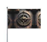 Bandiera con bussola con rune norrene, design magico. Bandiera da giardino da esterno 0,9 x 1,5 m, striscione in poliestere con stampa vivida, facile da appendere per feste in cortile e campeggio.