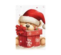 Bandiera con cappello di Babbo Natale e scritta "Merry Christmas", 9 x 1,5 m, bandiere da giardino vivaci su entrambi i lati, striscione di benvenuto stagionale con occhielli in ottone, decorazione