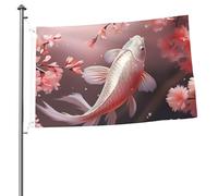 Bandiera con carpa rossa in fiore di ciliegio, 0,6 x 0,9 m, stampa su entrambi i lati, bandiera da giardino, bandiere di benvenuto per esterni bandiera per esterni banner per interni cortile