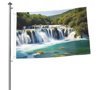 Bandiera con cascate sul fiume Krka, 0,6 x 0,9 m, stampa su entrambi i lati, bandiere da giardino, bandiera da cortile per esterni, bandiere per vacanze, banner regalo con occhielli sfondo fotografico