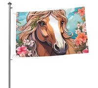 Bandiera con cavalli da favola, 60 x 90 cm, in poliestere su entrambi i lati, da appendere, con occhielli in metallo, resistente allo sbiadimento, leggera, per cortile, balcone, prato, feste