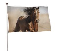 Bandiera con cavallo che corre, 89 x 150 cm, stampa su entrambi i lati, bandiera decorativa da giardino, non sbiadisce, con occhielli in ottone, sfondo fotografico da appendere, per interni ed esterni