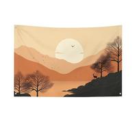 Bandiera con cervi e colline, 89 x 149,9 cm, non sbiadisce, bandiera di benvenuto da giardino, cortile, casa, cartello decorativo per interni ed esterni, striscione per feste e decorazioni per la casa
