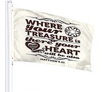 Bandiera con citazione ispiratrice 4x6 FT Where Your Treasure is Where Your Heart Will Be also Word Bandiere per esterni Grandi striscioni per cortile di benvenuto Giardino per la casa Decorazione p