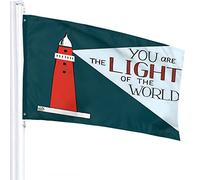Bandiera con citazione ispiratrice 4x6 FT You are The Light of The World Faro rosso Bandiere per esterni Grandi striscioni per cortile di benvenuto Giardino per la casa Decorazione per prato