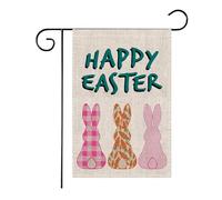 Bandiera con coniglietti pasquali, bandiera rustica, 30,5 x 45,7 cm, allegra coniglietto pasquale da giardino, decorazione esterna, decorazione esterna per esterni, decorazione natalizia