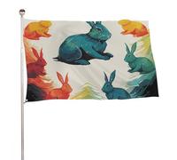 Bandiera con coniglio arcobaleno, 152,4 x 243,8 cm, stampa su entrambi i lati, bandiera decorativa da giardino, non sbiadisce, con occhielli in ottone da appendere, sfondo fotografico per interni ed
