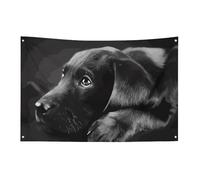 Bandiera con cucciolo di labrador nero, 0,9 x 1,5 m, non sbiadisce, bandiera di benvenuto, giardino, cortile, casa, bandiera, decorazione per la casa