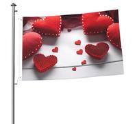 Bandiera con cuori fatti a mano, 2 x 3 m, stampa su entrambi i lati, bandiere da giardino, bandiera da cortile per esterni, bandiere per vacanze, banner regalo con occhielli sfondo fotografico per
