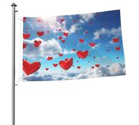 Bandiera con cuori nel cielo, 0,6 x 0,9 m, stampa su entrambi i lati, bandiere da giardino, bandiera da cortile per esterni, bandiere per vacanze, banner regalo con occhielli sfondo fotografico per