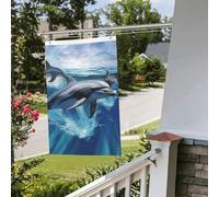 Bandiera con delfini, 6 x 0,9 m, per interni ed esterni, primavera, estate, autunno, inverno, da giardino, con occhiello, verticale, su entrambi i lati, per decorazioni da cortile