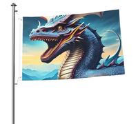 Bandiera con drago ruggente da 0,8 x 0,9 m, stampa su entrambi i lati, bandiere da giardino, bandiera da cortile per esterni, bandiere per vacanze, banner regalo con occhielli sfondo fotografico per