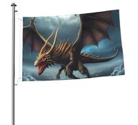 Bandiera con drago volante da 0,8 x 0,9 m, stampa su entrambi i lati, bandiere da giardino, bandiera da cortile per esterni, bandiere per vacanze, banner regalo con occhielli sfondo fotografico per