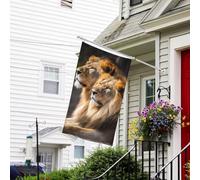 Bandiera con due leoni, 9 x 1,5 m, bandiera da giardino su entrambi i lati, resistente allo sbiadimento, bandiera per esterni, divertente bandiera per le vacanze, con occhielli in metallo, per prato