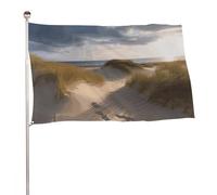 Bandiera con dune da spiaggia, 89 x 150 cm, stampa su entrambi i lati, bandiera decorativa da giardino, non sbiadisce, con occhielli in ottone, sfondo fotografico da appendere, per interni ed esterni