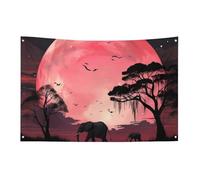 Bandiera con elefante lunare, 152,4 x 243,8 cm, non sbiadisce, bandiera di benvenuto da giardino, cortile, casa, cartello decorativo per interni ed esterni, striscione per feste e decorazioni per la