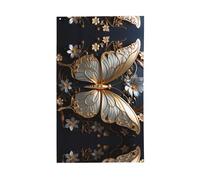 Bandiera con farfalle bianche dorate. Bandiera decorativa per esterni 0,9 x 1,5 m, striscione verticale in poliestere. Adatto per l'uso come decorazione esterna