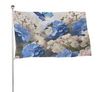 Bandiera con farfalle e margherite ortensie, 61 x 88,9 cm, stampa su entrambi i lati, bandiera decorativa da giardino, non sbiadisce, con occhielli in ottone da appendere, sfondo fotografico per