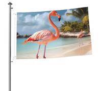 Bandiera con fenicottero da spiaggia, 0,9 x 90 cm, stampa su entrambi i lati, bandiere da giardino, bandiera da cortile per esterni, bandiere per vacanze, banner regalo con occhielli sfondo