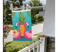 Bandiera con fenicottero e ananas, 6 x 0,9 m, per interni ed esterni, primavera, estate, autunno, inverno, bandiere da giardino con occhiello, verticali, double face, bandiere per feste per
