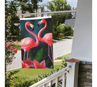 Bandiera con fenicottero e fiori, 6 x 0,9 m, per interni ed esterni, primavera, estate, autunno, inverno, bandiere da giardino con occhiello, verticali, double face, bandiere per feste per decorazioni