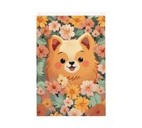 Bandiera con fiori dei cartoni animati della Pomerania, 9 x 1,5 m, bandiere da giardino vivaci su entrambi i lati, striscione di benvenuto stagionale con occhielli in ottone, decorazione sfondo
