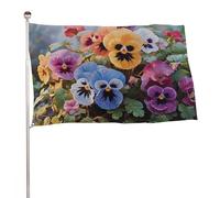 Bandiera con fiori del pensiero 119,4 x 177,8 cm, stampa su entrambi i lati, bandiera decorativa da giardino, non sbiadisce, con occhielli in ottone, sfondo fotografico da appendere, per interni ed