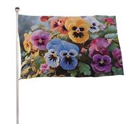 Bandiera con fiori del pensiero 152,4 x 243,8 cm, stampa su entrambi i lati, bandiera decorativa da giardino, non sbiadisce, con occhielli in ottone, sfondo fotografico da appendere, per interni ed