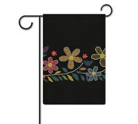Bandiera con fiori fatti di pois, 30,5 x 45,7 cm, in poliestere, double face, bandiere da giardino, benvenuto, bandiere, decorazione per esterni, per cortile, portico, prato
