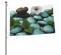 Bandiera con fiori zen, motivo ciottoli, 0,6 x 0,9 m, stampa su entrambi i lati, bandiere da giardino, per esterni, per vacanze, striscione regalo con occhielli, sfondo fotografico, per interni ed