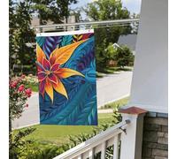 Bandiera con foglie tropicali per design tribale, 6 x 90 cm, per esterni, interni, primavera, estate, autunno, inverno, da giardino, con occhiello, verticale, su entrambi i lati, bandiere per le