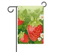 Bandiera con fragole e fiori, 30,5 x 45,7 cm, in poliestere, double face, bandiere da giardino, benvenuto, bandiere, decorazione per esterni, per cortile, portico, prato