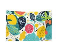 Bandiera con frutta e foglie, 88,9 x 149,9 cm, non sbiadisce, bandiera di benvenuto da giardino, cortile, casa, cartello decorativo per interni ed esterni, striscione per feste e decorazioni per la