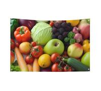 Bandiera con frutta e verdura fresca 152,4 x 243,8 cm, non sbiadisce, bandiera di benvenuto da giardino, cortile, casa, cartello decorativo per interni ed esterni, decorazione per la casa