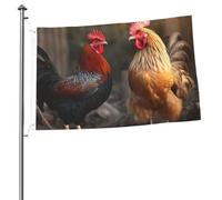 Bandiera con gallo e pollo, stampa su entrambi i lati, da giardino, per esterni, festività, con occhielli, sfondo fotografico, per interni ed esterni