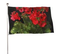 Bandiera con gerani rossi 119,4 x 177,8 cm, stampa su entrambi i lati, bandiera decorativa da giardino, non sbiadisce, con occhielli in ottone da appendere, sfondo fotografico per interni ed esterni