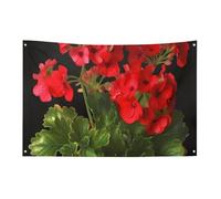 Bandiera con gerani rossi 152,4 x 243,8 cm, non sbiadisce, bandiera di benvenuto da giardino, cortile, casa, cartello decorativo per interni ed esterni, striscione per feste e decorazioni per la casa