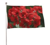 Bandiera con gerani rossi 152,4 x 243,8 cm, stampa su entrambi i lati, bandiera decorativa da giardino, non sbiadisce, con occhielli in ottone, sfondo fotografico da appendere, per interni ed esterni